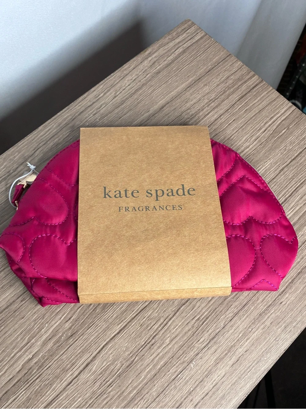 NWT kate spade Hot Pink Quilted Heart Cosmetic Pouch